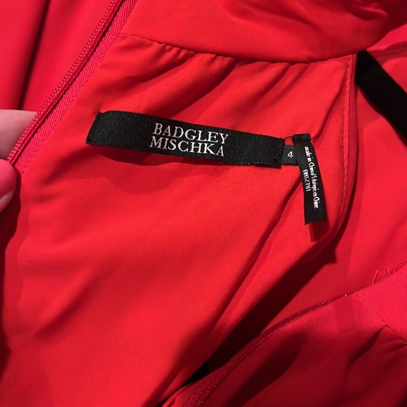 Badgley Mischka Mock-neck Crepe Swing Dress Size 4 Red - Picture 4 of 8